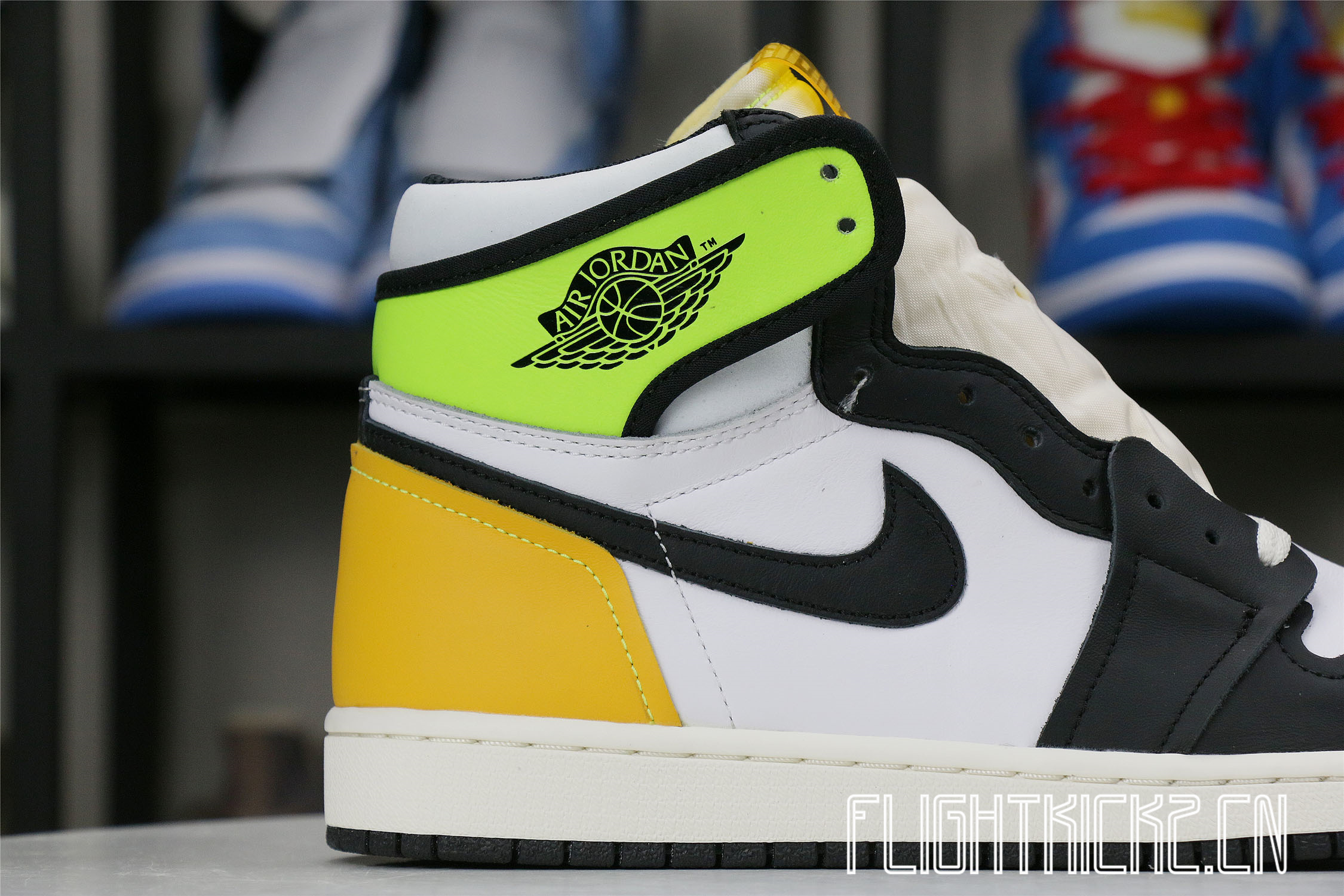 Jordan 1 Retro High White Black Volt University Gold