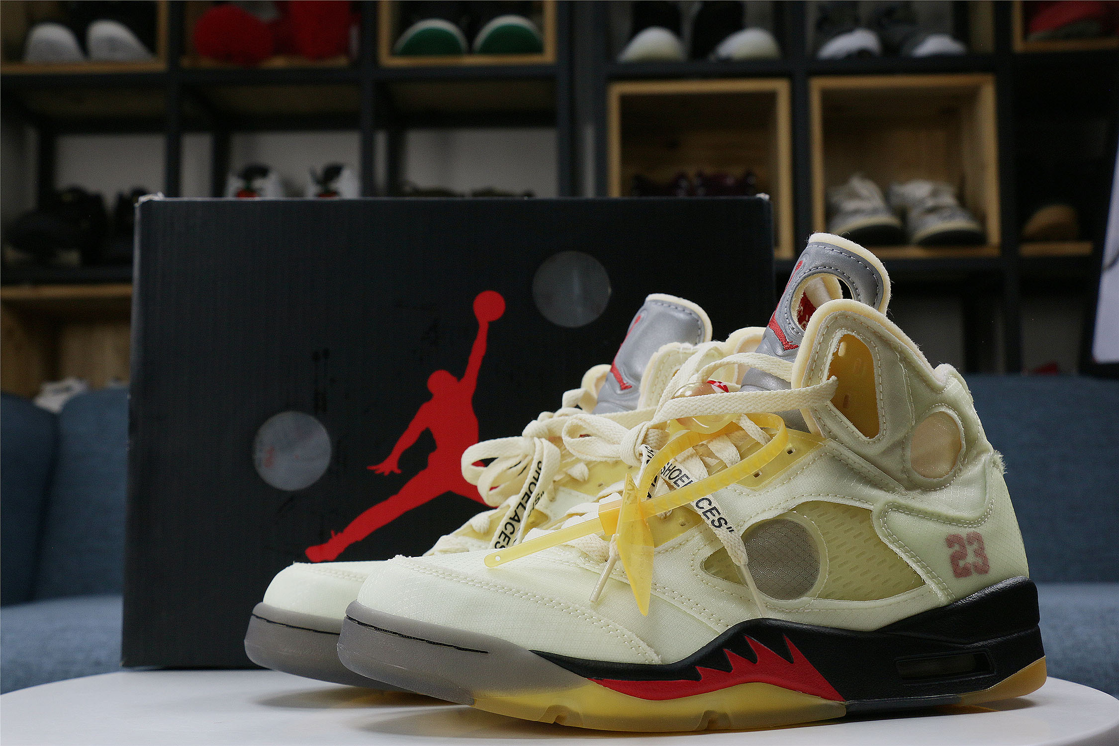 Off White x Air Jordan 5 Retro Sail/Plot twist (LN5 A1 Batch)