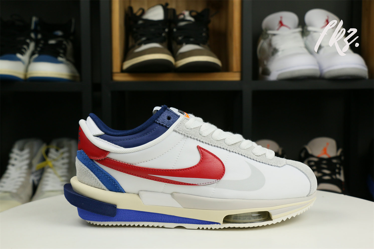 Sacai x Nike Cortez White blue red