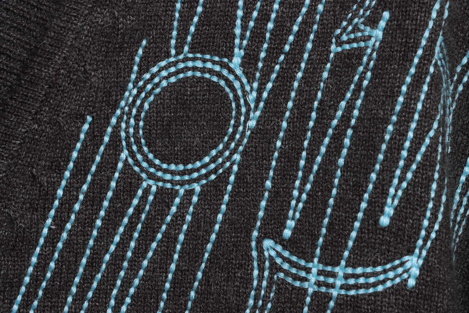 L-VxFREQUENCY Irregular Embroidered Mohair Cardigan