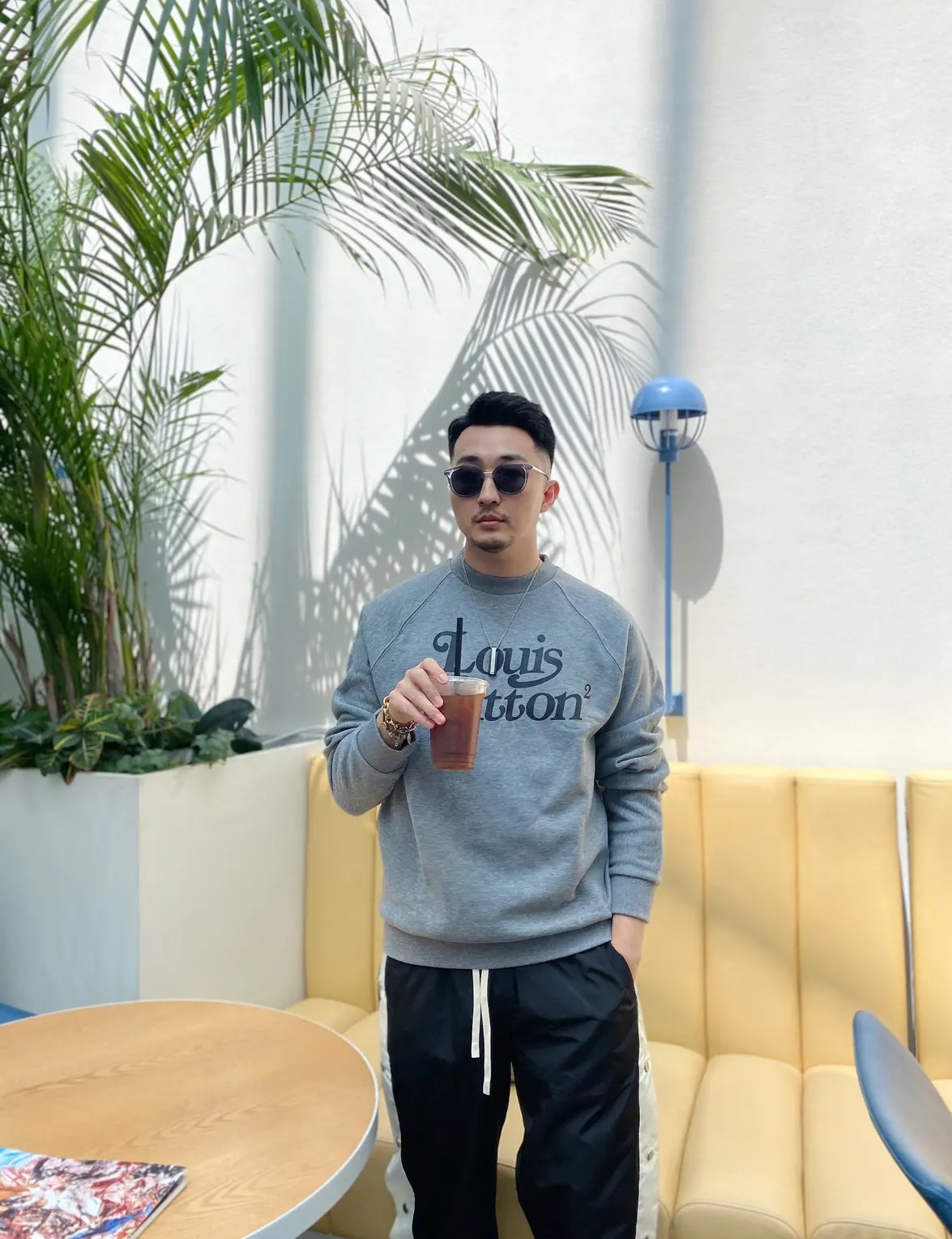 L× Nigo Edition Grey Raglan Sleeve Crew Neck Hoodie