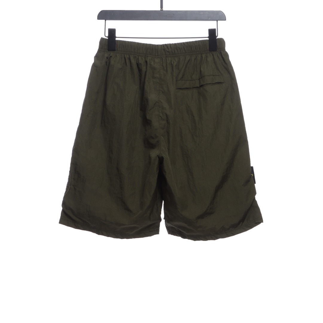 Stone Island Side compass large embroidered shorts gray