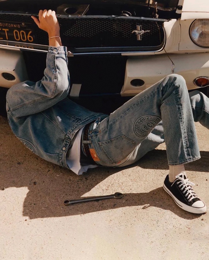 Stuart co-signed Levi’s 150th anniversary embossed denim trousers