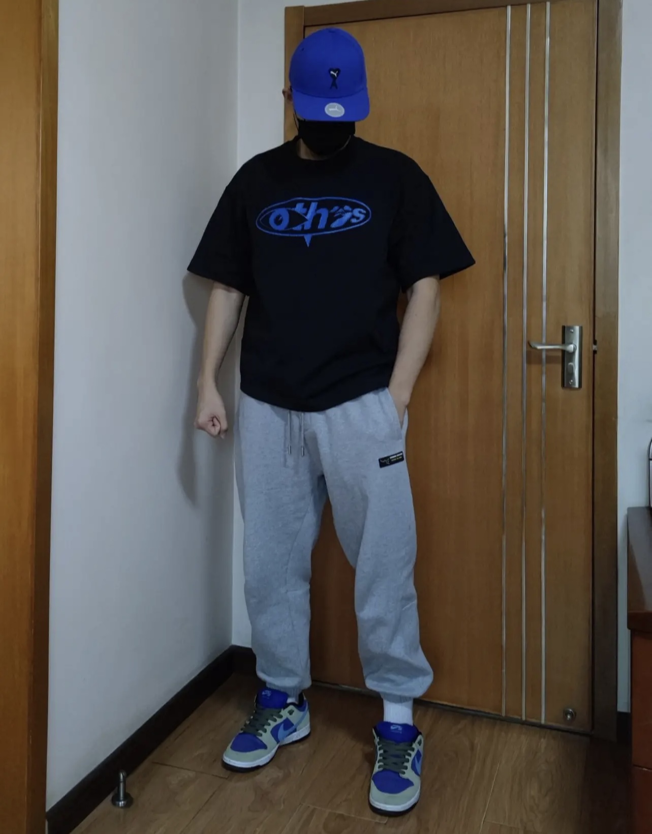 Nike co-OW asymmetrical hem letter printing short sleeves