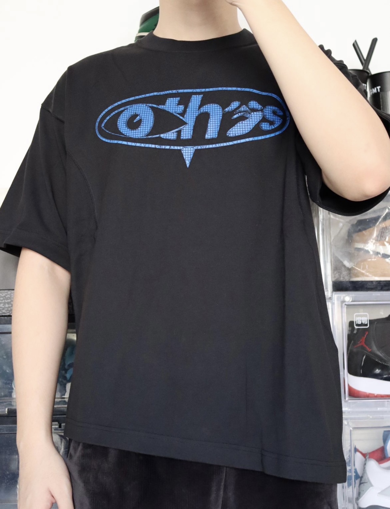 Nike co-OW asymmetrical hem letter printing short sleeves