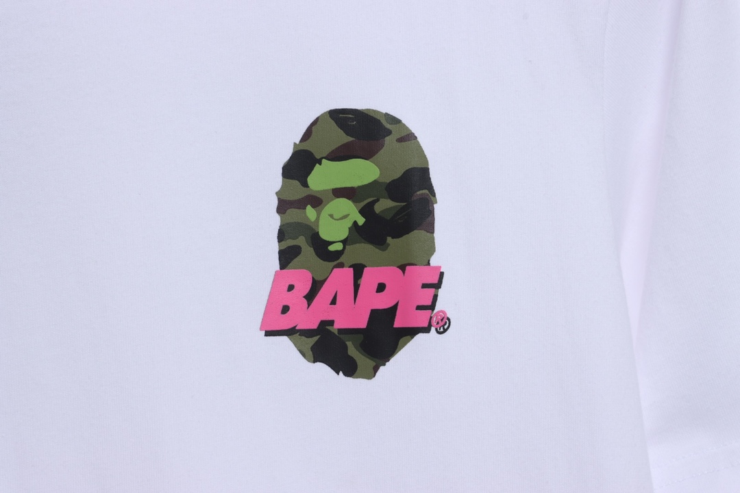 BAPE camouflage ape head reflective letter printing short sleeves