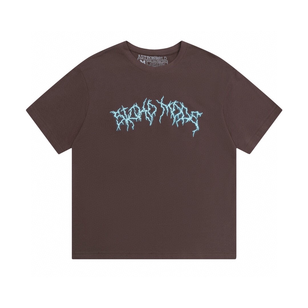 Travis Scott Letter lightning foam printing short sleeves