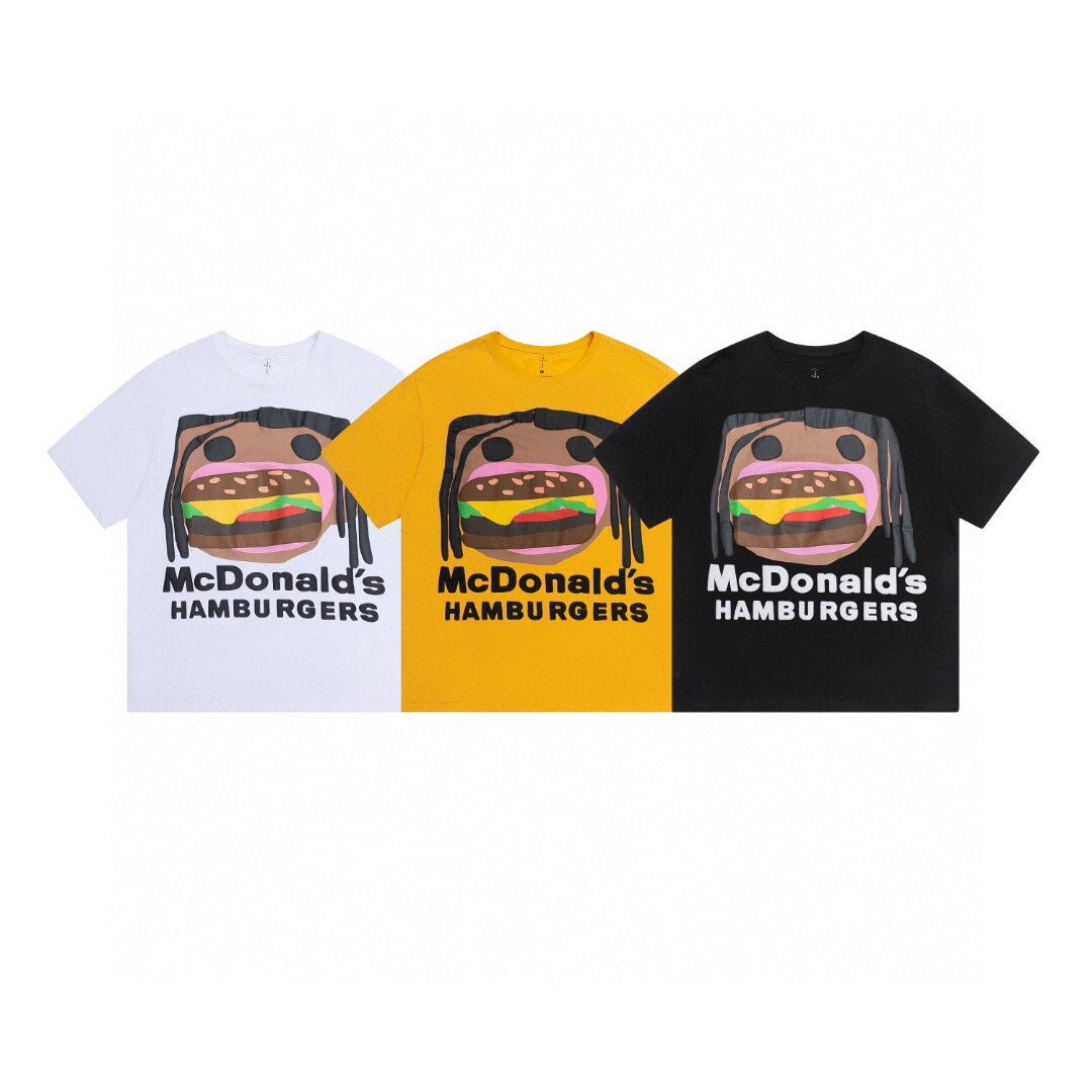 Travis Scott Foam hamburger mouth pattern short sleeves