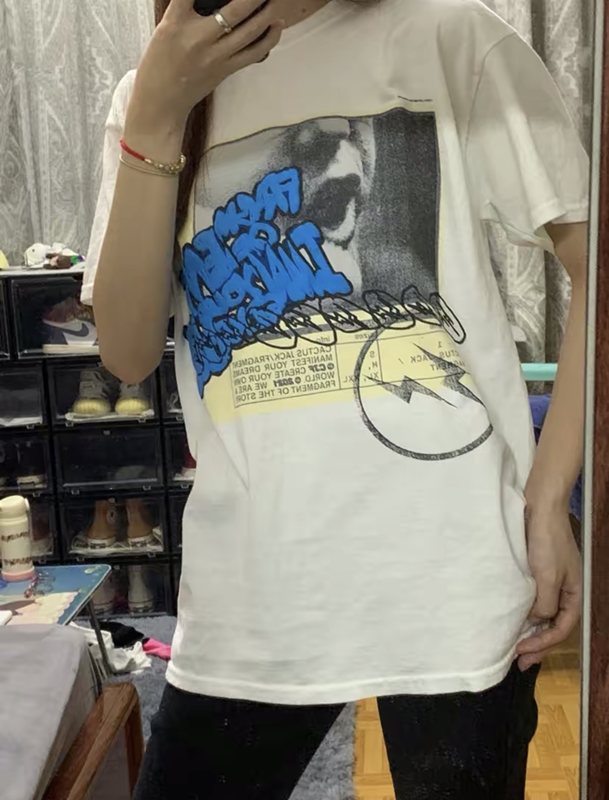 Travis Scott Joint badge style Logo letter foam printing round collar and short sleeves