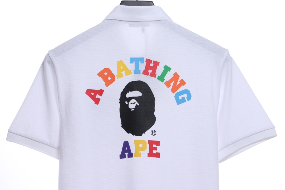 BAPE back colorful letter printing POLO short sleeves