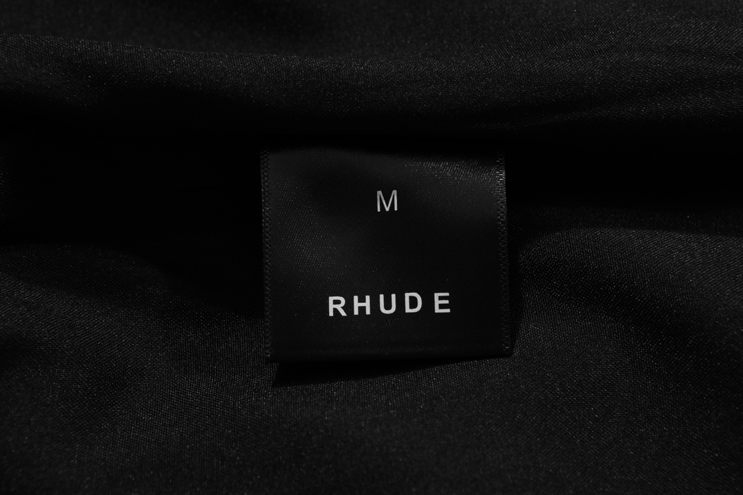 RHUDE vintage logo print two-tone drawstring shorts