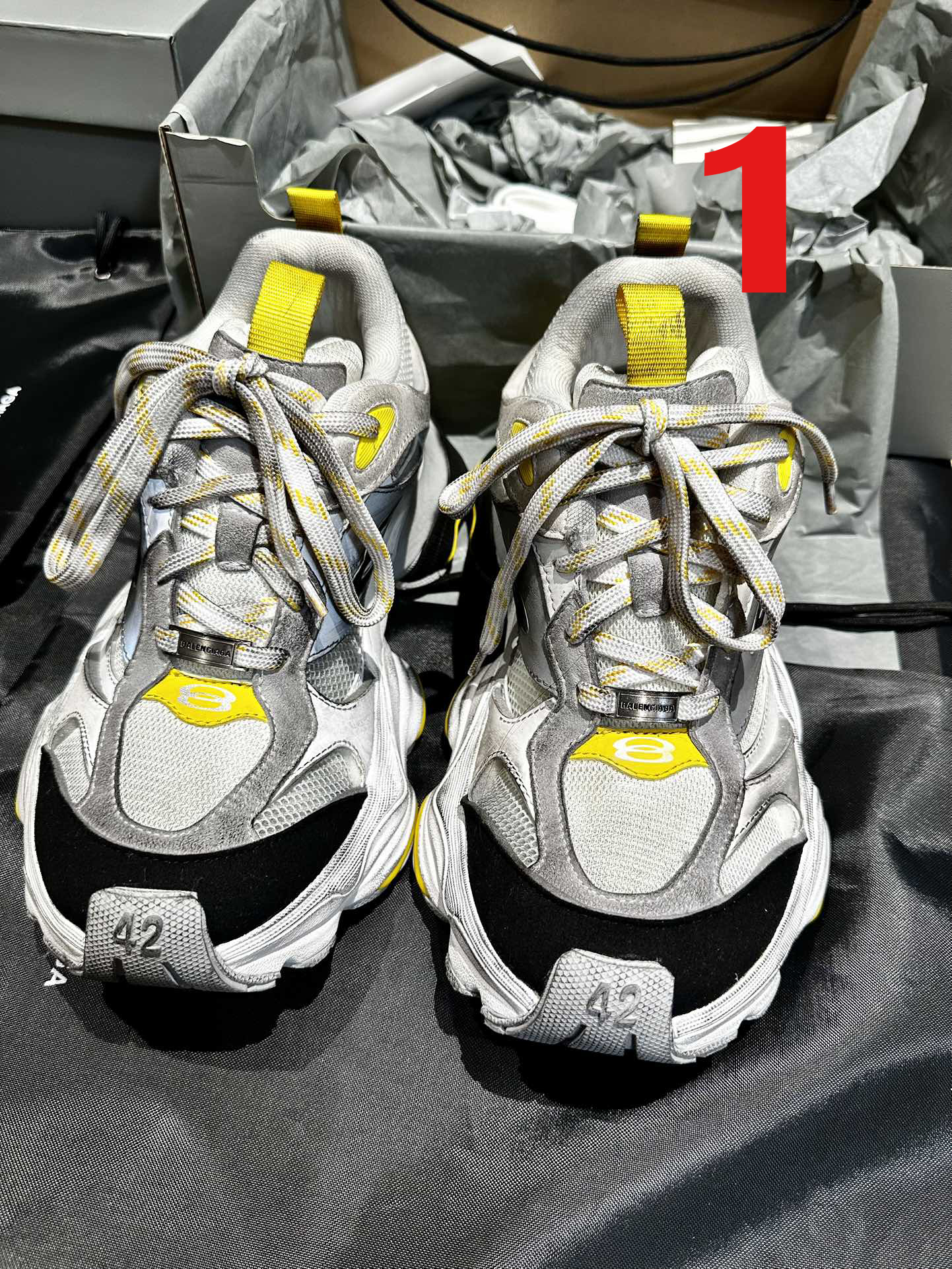 Balenciag* Cargo Sneaker Grey Black Yellow