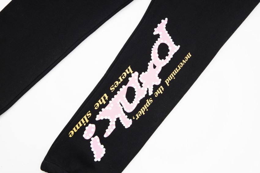 Sp5der Logo Pullover Hoodie Pink Suits