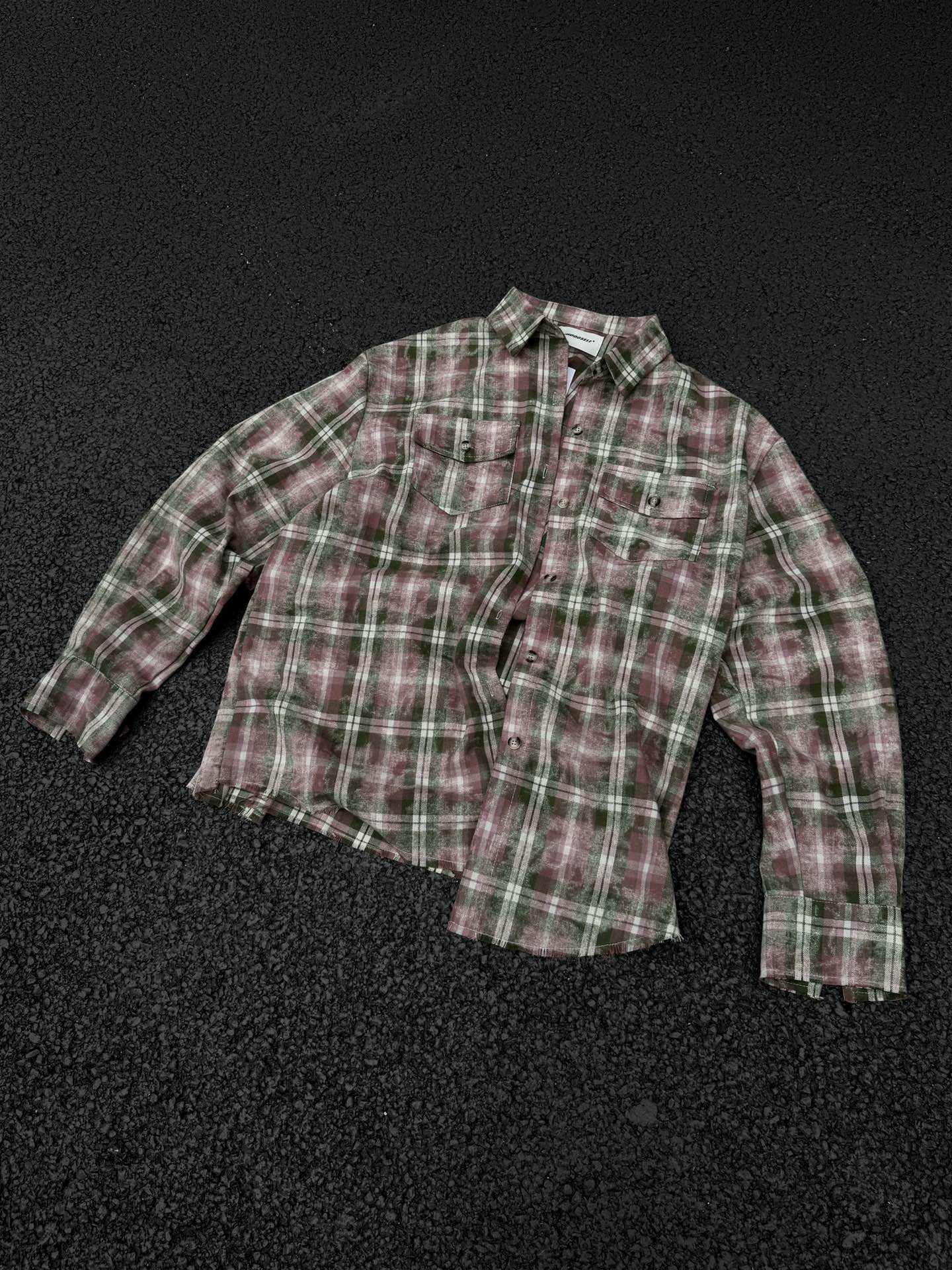 Vintage distressed and mottled DirtyFit worn-look plaid flannel pure cotton Shirt