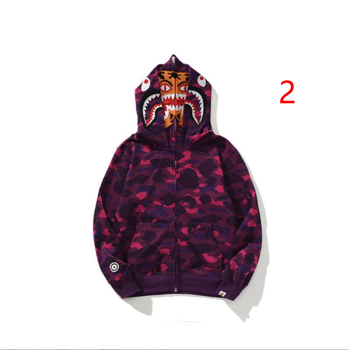 Bape Camo Tiger Shark Wide Full Zip Double Hoodie