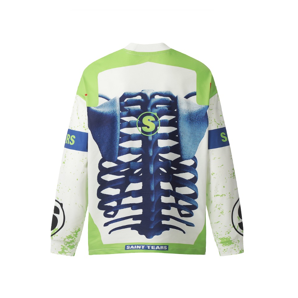 Saint Mich@el Tears Full Print Long Sleeve White Blue Bone