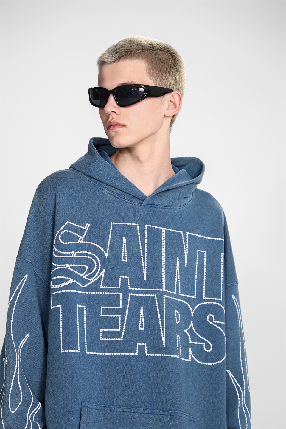 Saint Mich@el tears washed distressed salt-treated 400g heavy-weight vintage terry cloth hoodie