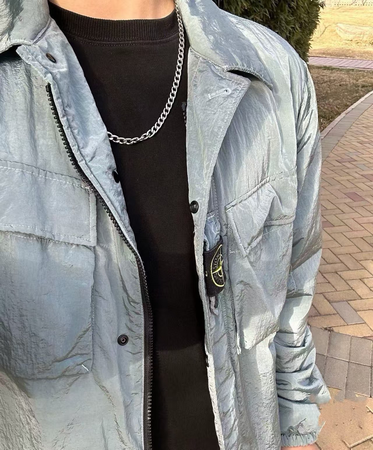 Stone 1sland Single-breasted cotton jacket