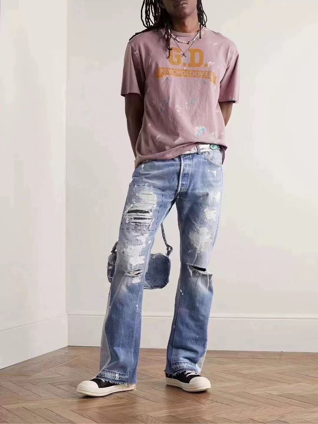 GALLERY.DEPT Distressed Patchwork Flared Jeans